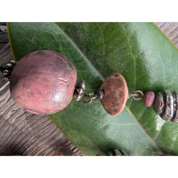 Vintage Wood Bead Dangle Earrings: Bohemian Earrings - Picture 13 of 13